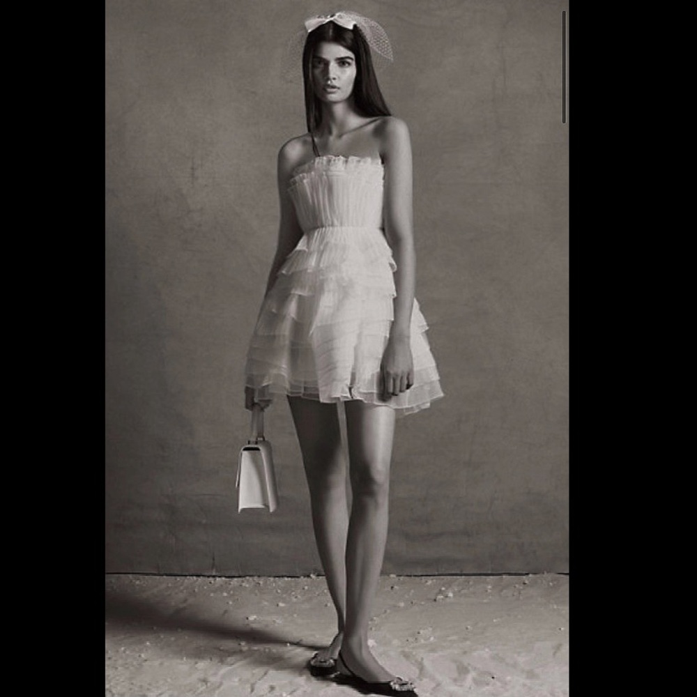 BHLDN organza mini wedding dress